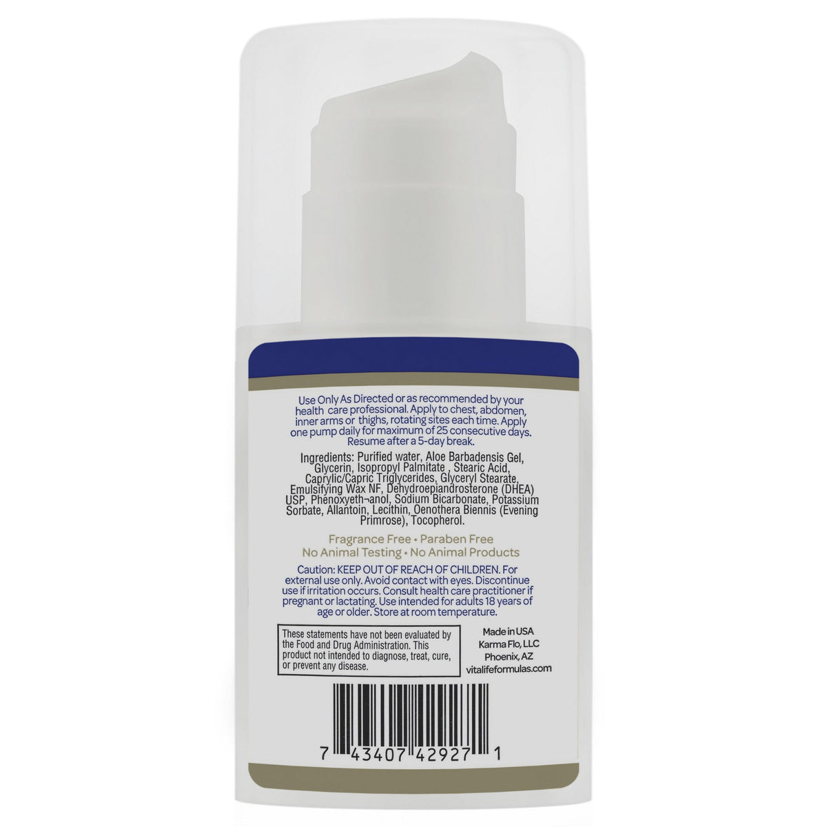 Karma Flo All Natural DHEA Topical cream. 15mg/ meterdosed pump